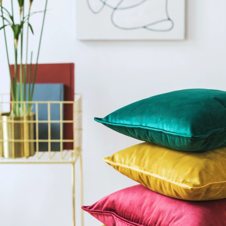 Some comfortable cushions in a furnished, rented home